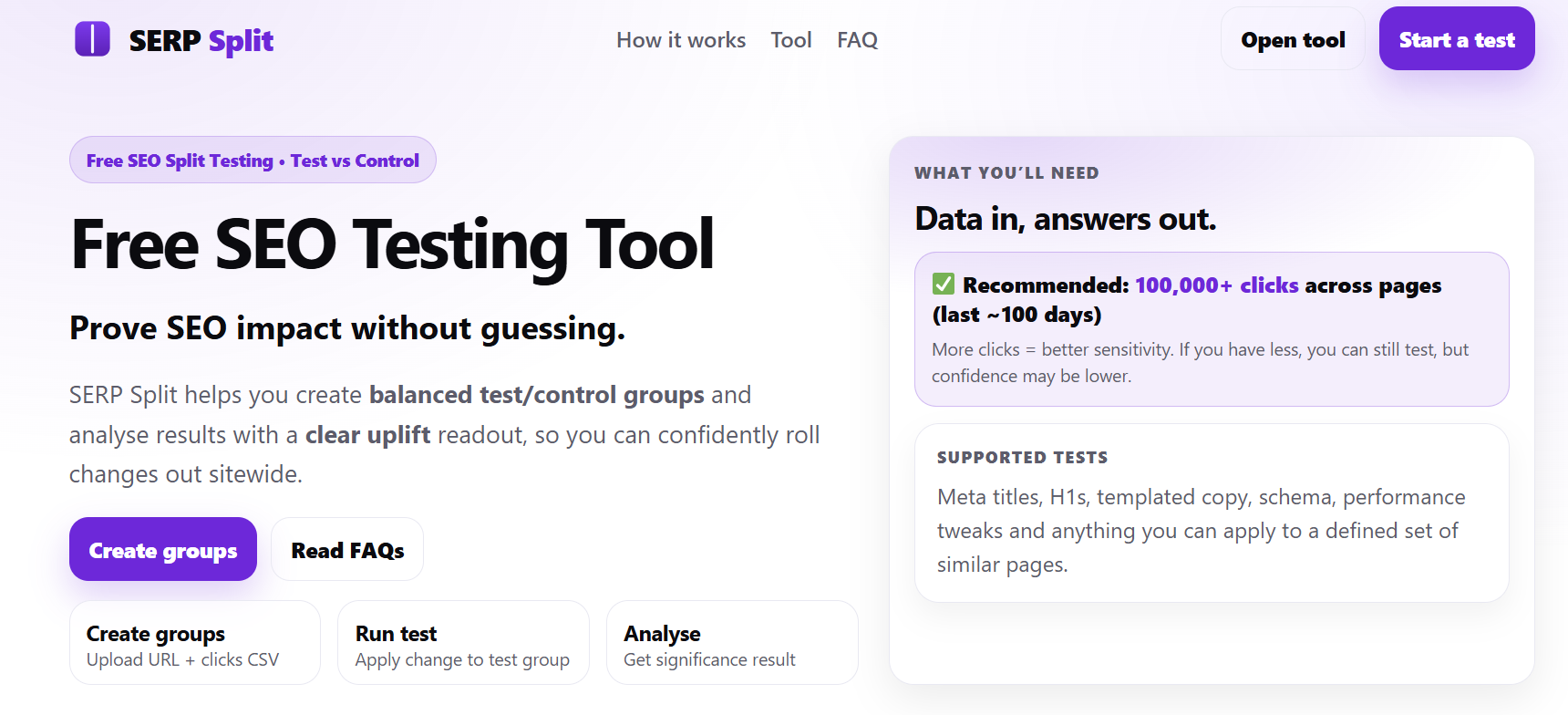 SERP Split - Free DIY Statistical SEO Testing Tool